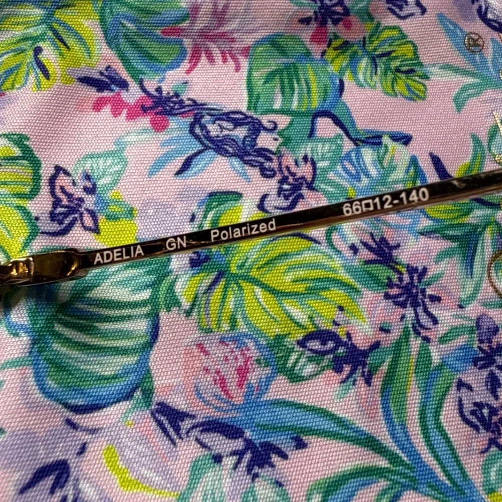 Lilly Pulitzer Adelia Polarized Sunglasses Gold Aviator Purple Floral Pouch 66mm Lilly Pulitzer Adelia Polarized Sunglasses Gold Aviator  main image 2